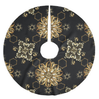 Klassisch Vintag: Golden Oriental Seamless. Polyester Weihnachtsbaumdecke