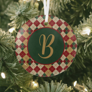 Klassisch, Weihnachten/Winter Argyle-Muster Ornament Aus Glas