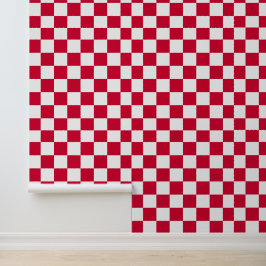 Klassisch Weiß mit Kirschen-Quadrat-Stilmuster Tapete