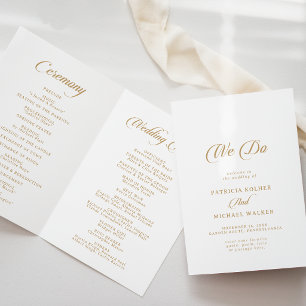 Klassisch Weiße und Goldene We Do Hochzeitsmappe Programm