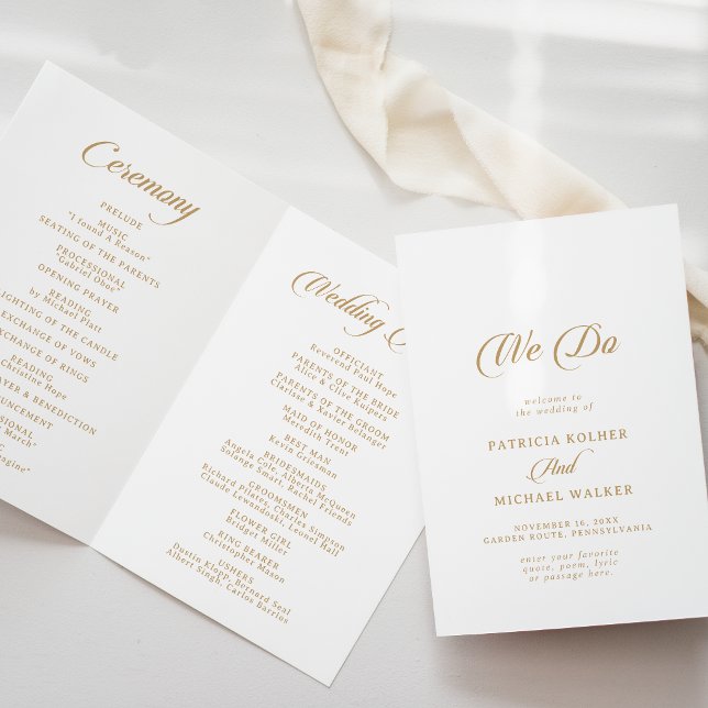 Klassisch Weiße und Goldene We Do Hochzeitsmappe Programm (Von Creator hochgeladen)
