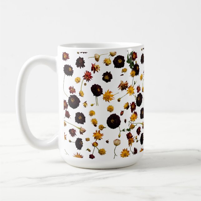Klassische 15 oz Tasse mit Blumenexplosionsdesign (Links)