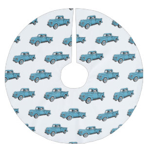 Klassische Abbildung des Cartoon eines LKW Polyester Weihnachtsbaumdecke