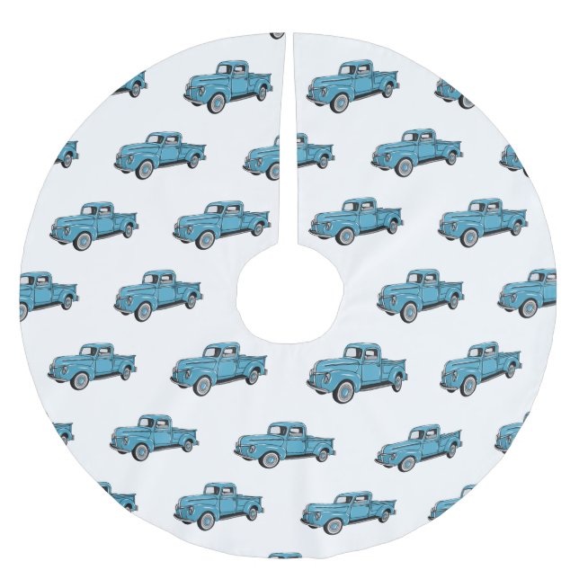 Klassische Abbildung des Cartoon eines LKW Polyester Weihnachtsbaumdecke (Vorderseite)