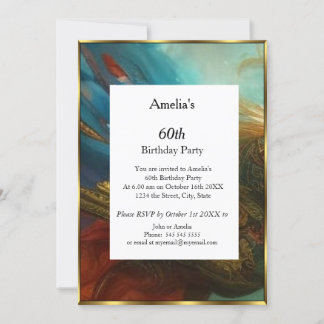 Klassische Abstrakte Geburtstagsparty aquamarin ro Einladung