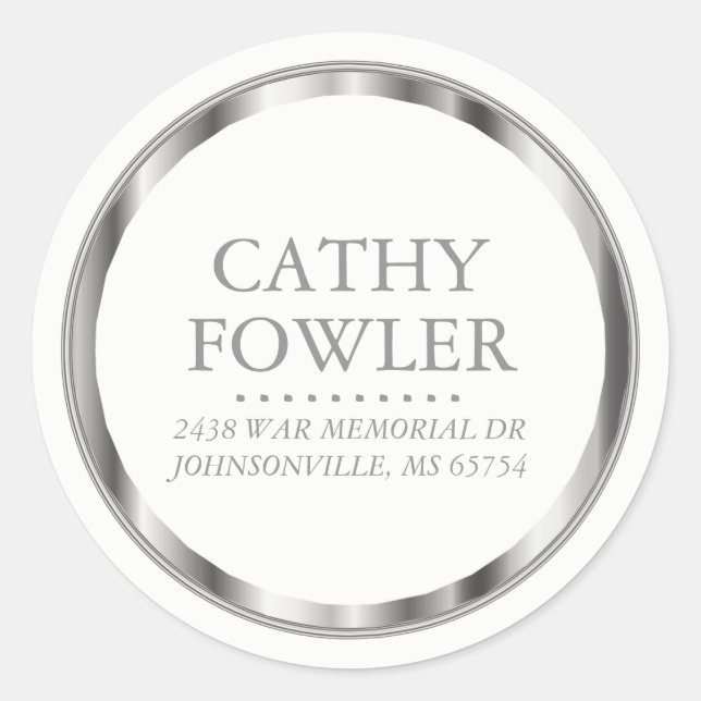 Klassische Adressensilber und weiße Etiketten Runder Aufkleber (Vorderseite)