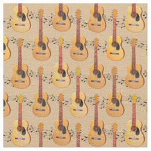 Klassische akustische Gitarren-Musiknoten Stoff