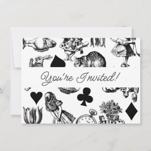 Klassische Alice-Abenteuer in Wunderland-Charakter Einladung