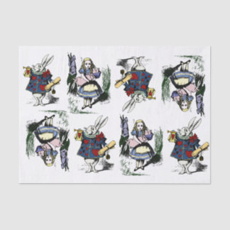 Klassische Alice im Wunderland u. weißes Kaninchen Seidenpapier