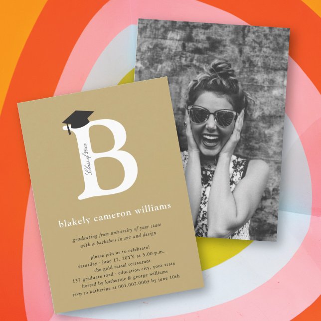 Klassische Alphabet-B-Foto-Graduationspartei Einladung (Von Creator hochgeladen)