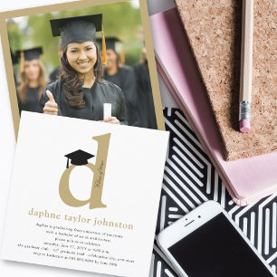 Klassische Alphabet-D-Foto-Graduierungspartei Einladung