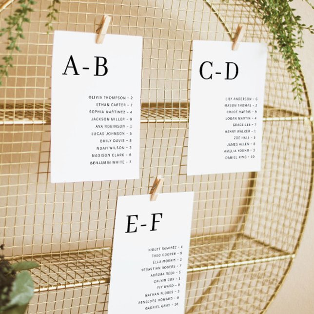 Klassische alphabetische Hochzeit Sitzplan Karte (Von Creator hochgeladen)