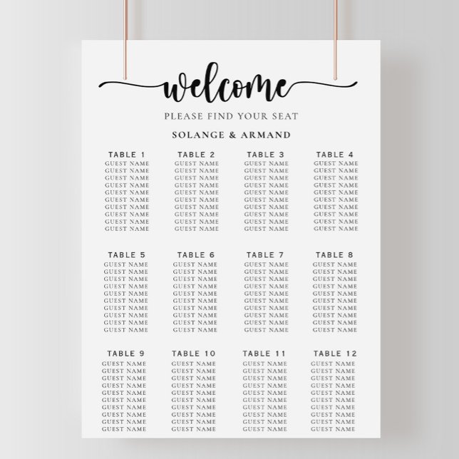 Klassische Alphabetische Hochzeitstabelle Poster (Von Creator hochgeladen)