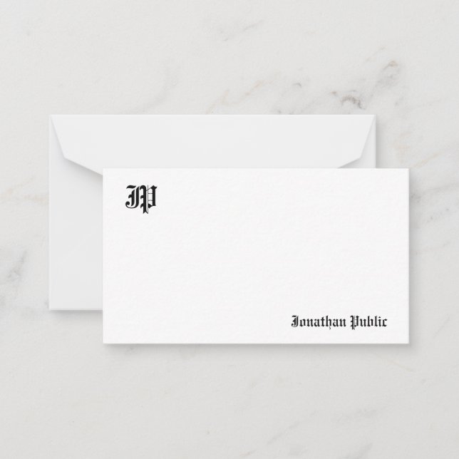 Klassische Alte Englische Textkalligrafie Mit Mono Mitteilungskarte (Vorderseite)