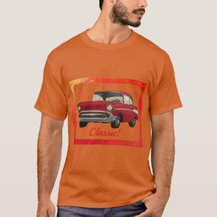 Klassische alte rote Auto-Malerei auf T-Shirts