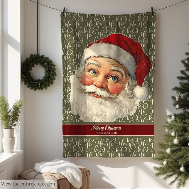 Klassische Alte Zeit Santa Blanket mit roten Akzen Fleecedecke (Classic Old Time Santa Blanket with Red Accents)