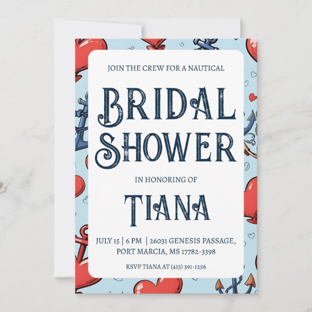 Klassische Ankereinladungen für nautische Polterab Einladung (Vorderseite)