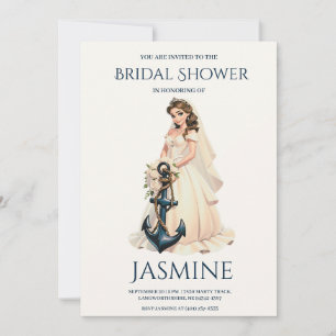 Klassische Ankereinladungen für nautische Polterab Einladung