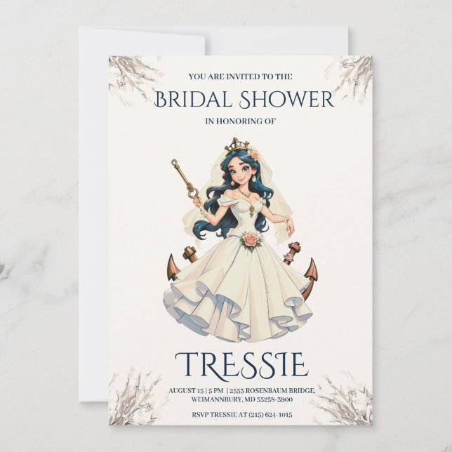 Klassische Ankereinladungen für nautische Polterab Einladung (Vorderseite)