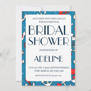 Klassische Ankereinladungen für nautische Polterab Einladung