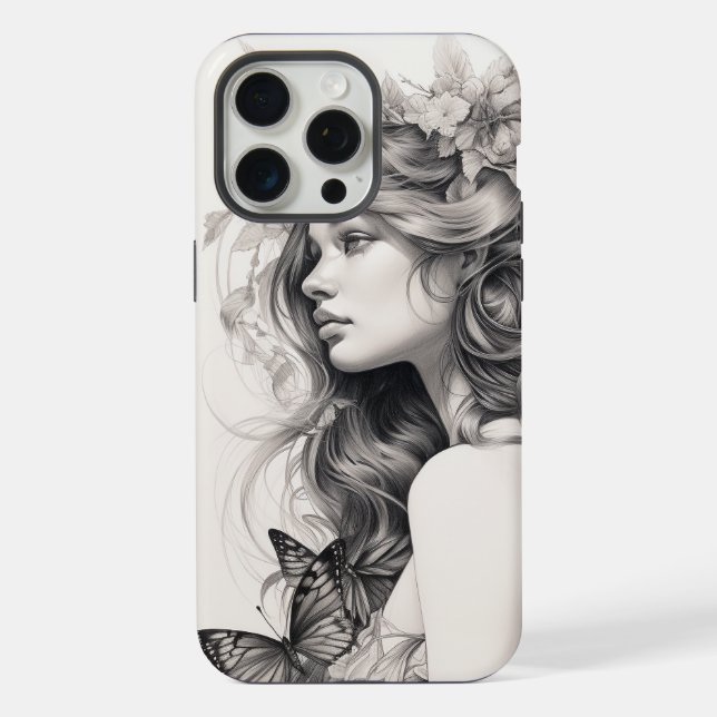 Klassische antike Flora und Fauna Kunst-Malerei iPhone Hülle (Rückseite)