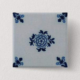 Klassische Antiquitäten-Delfter Blaue Fliese - Flo Button