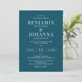 Klassische Aquamarine Hochzeit Einladung