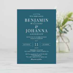 Klassische Aquamarine Hochzeit Einladung
