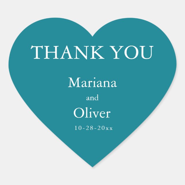 Klassische Aquamarine Hochzeit Herz-Aufkleber (Vorderseite)