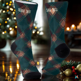 Klassische Aquamarine und braune Weihnachten Karie Socken