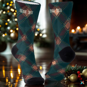 Klassische Aquamarine und braune Weihnachten Karie Socken