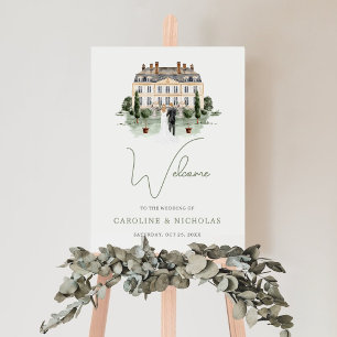 Klassische Aquarell-Englische Manor-Haus-Hochzeit Poster