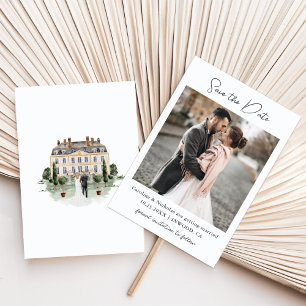 Klassische Aquarell-Englische Manor-Haus-Hochzeit Save The Date