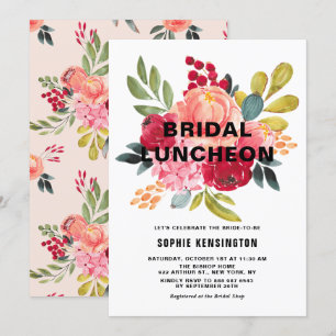 Klassische Aquarellblumen Herbstliche Braut-Lunch- Einladung