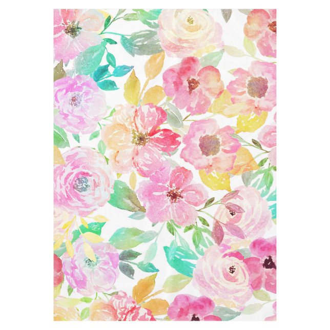 Klassische Aquarellmalerei mit Blumenmuster Tischdecke (Vorderseite)