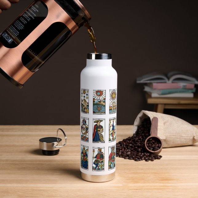 Klassische Arcana-Tarot-Karten - Volldecke-Design Trinkflasche (Kaffee)