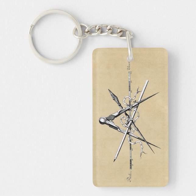 Klassische Architektur-zeichnenwerkzeuge Schlüsselanhänger (Vorderseite)