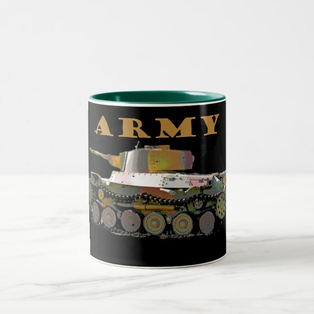 Klassische Armee-Tanker-Kaffee-Tasse Zweifarbige Tasse (Mittel)