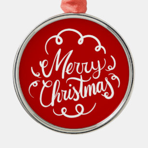 Klassische Art Deco Frohe Weihnachten Typografie Silbernes Ornament