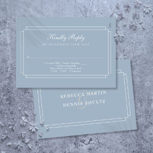 Klassische Art Deco-Staubblaue Hochzeit RSVP Karte
