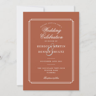 Klassische Art Deco Terrakotta Hochzeit Einladung