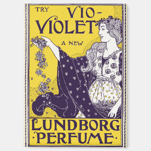 Klassische Art Nouveau Frau Lila Blumen Kunstwerk Magnet