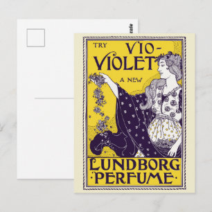 Klassische Art Nouveau Frau Lila Blumen Kunstwerk Postkarte