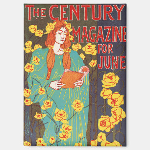 Klassische Art Nouveau Türkisfarbene Frau Gelbe Bl Magnet