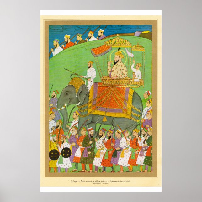 Klassische asiatische Art Mughal Kaiser Bader 17.  Poster (Vorne)