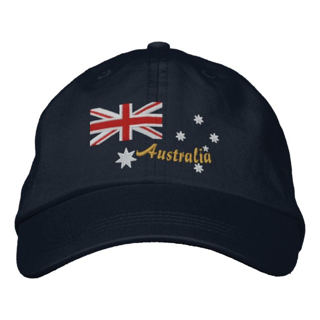 Klassische australische Flaggenstickerei Bestickte Baseballkappe (Vorderseite)