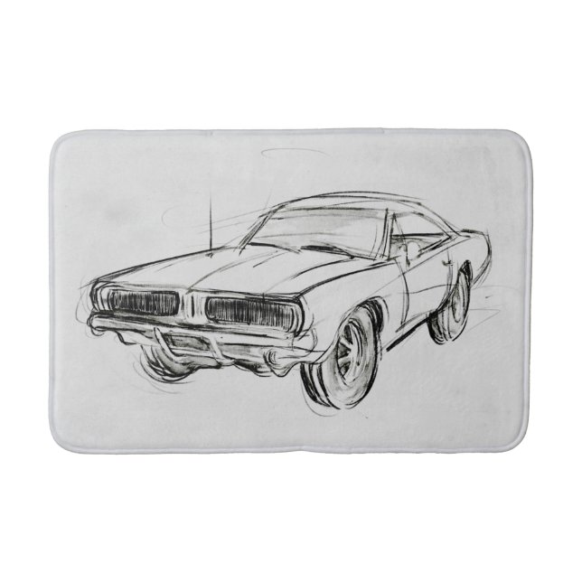 Klassische Automobilskizze IV Badematte (Vorderseite)