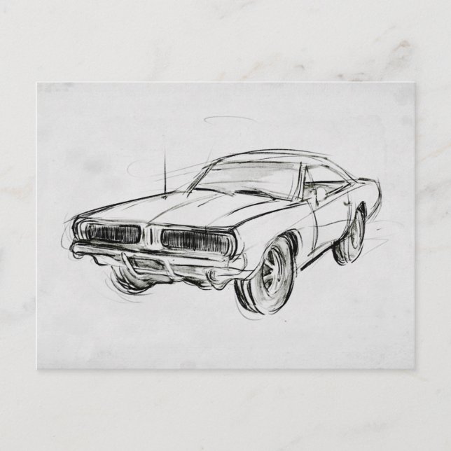 Klassische Automobilskizze IV Postkarte (Vorderseite)
