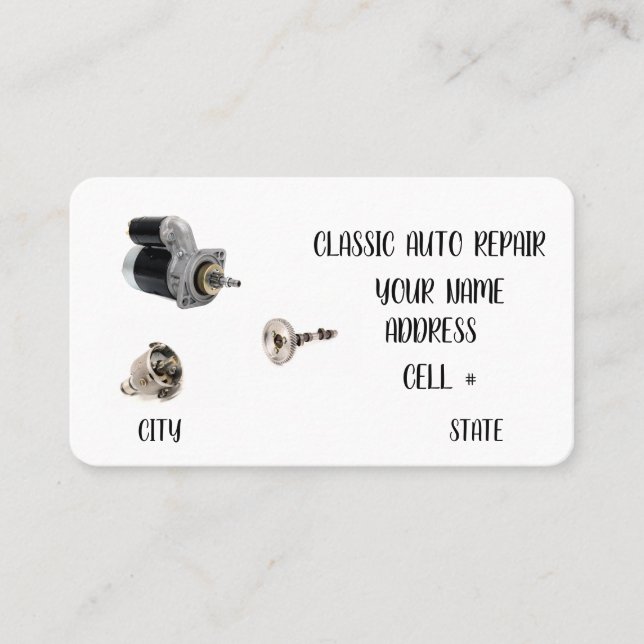 Klassische Autoreparatur-Visitenkarte Visitenkarte (Vorderseite)