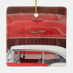 Klassische Autos Chevy Bel Air Dodge Rot Weiß Vint Keramikornament